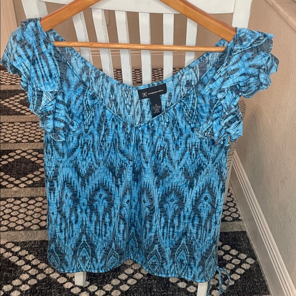 NY Collection Tops - NY Collection Blue Abstract Blouse